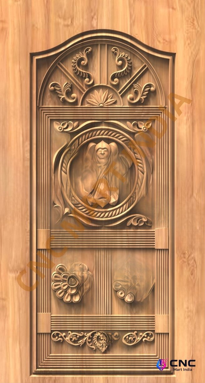 GSK EMBOSSING - EMD-72 Traditional Spiritual Figure Carved Wooden Door 3D Model